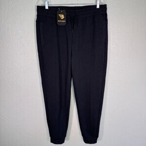 Burlebo Sweatpants Mens XL Black Fleece Joggers Elastic Waist Pockets Lounge NEW